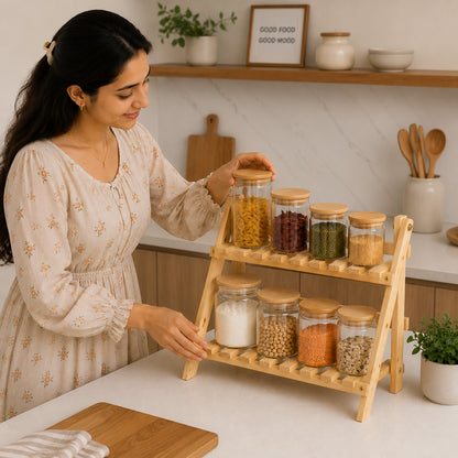 Wooden Two Tier Display Shelf