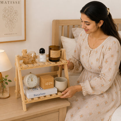 Wooden Two Tier Display Shelf