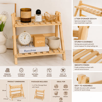 Wooden Two Tier Display Shelf