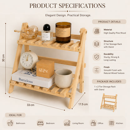 Wooden Two Tier Display Shelf