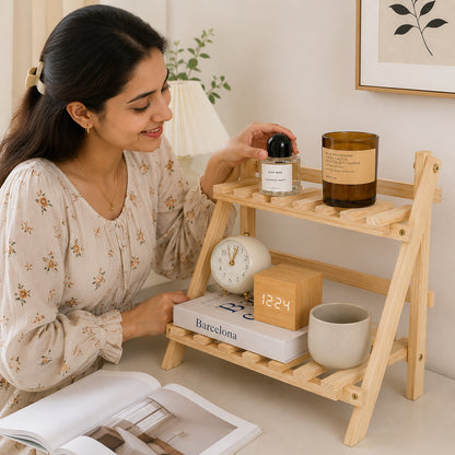 Wooden Two Tier Display Shelf