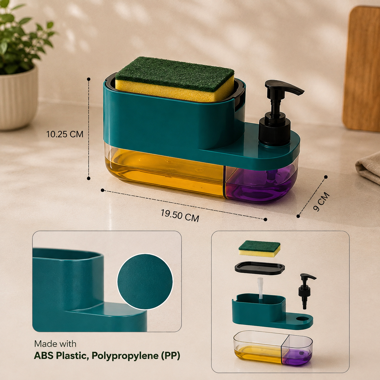 2-in-1 Kitchen Soap Dispenser with Sponge Holder