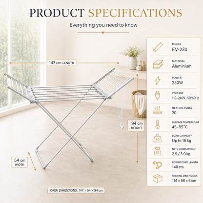 Foldable electric heated clothes drying stand
