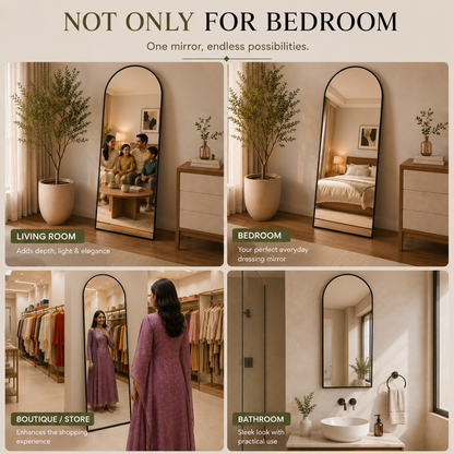 Premium Arched Full Length Floor Mirror HD Dressing Mirror for Bedroom, Living Room & Dressing Area