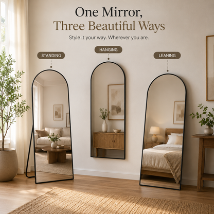 Premium Arched Full Length Floor Mirror HD Dressing Mirror for Bedroom, Living Room & Dressing Area