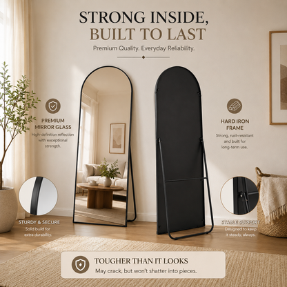 Premium Arched Full Length Floor Mirror HD Dressing Mirror for Bedroom, Living Room & Dressing Area