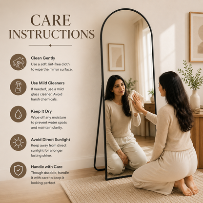 Premium Arched Full Length Floor Mirror HD Dressing Mirror for Bedroom, Living Room & Dressing Area