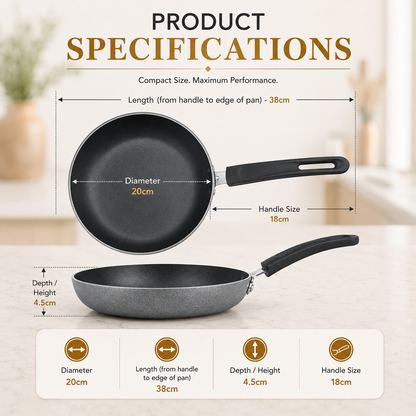 20CM Premium Non-Stick Frying Pan with Durable Metal Body
