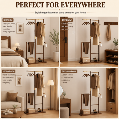 luxury wooden cloth rack Modern Organizer for Clothes, Bags & Accessories