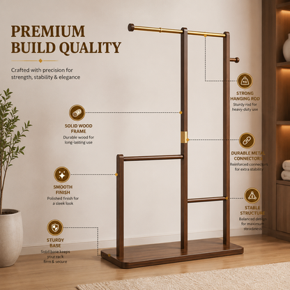 luxury wooden cloth rack Modern Organizer for Clothes, Bags & Accessories