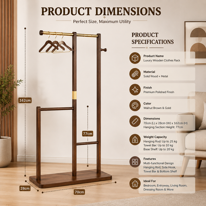 luxury wooden cloth rack Modern Organizer for Clothes, Bags & Accessories