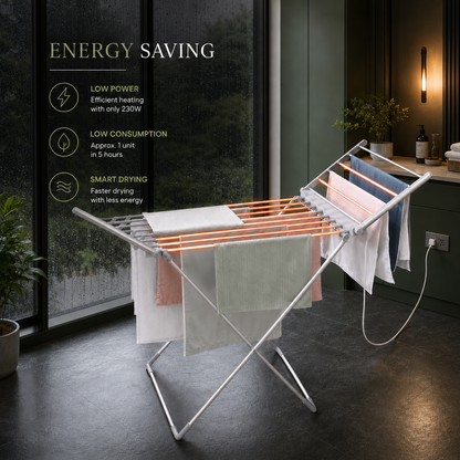 Foldable electric heated clothes drying stand