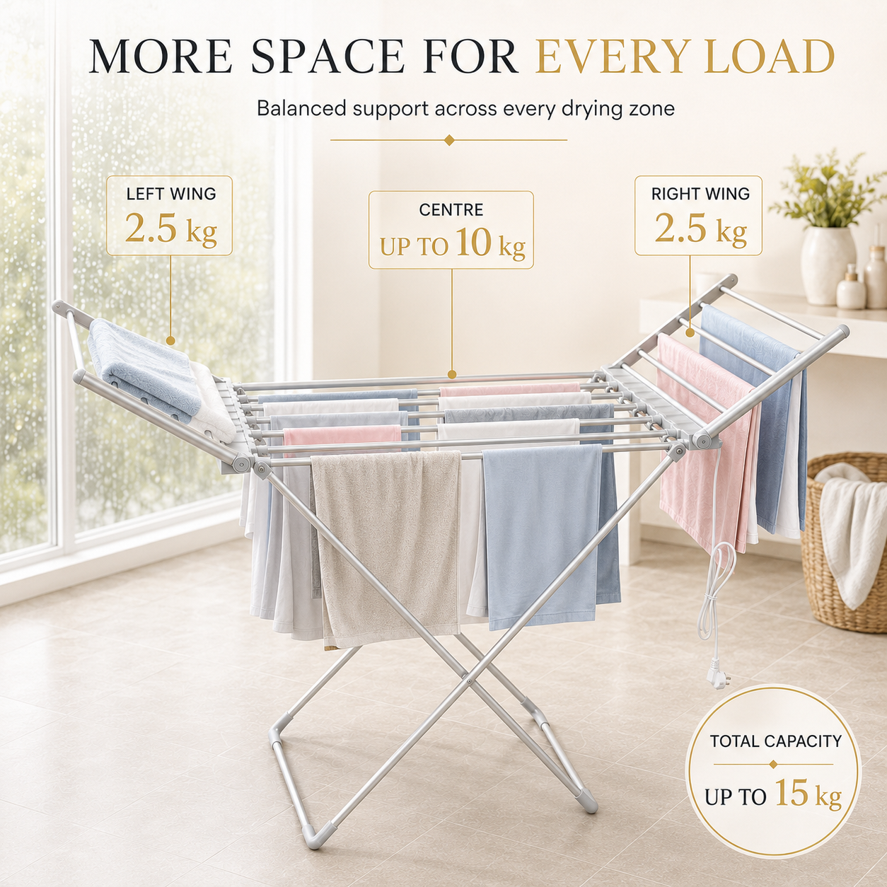 Foldable electric heated clothes drying stand