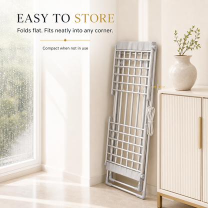 Foldable electric heated clothes drying stand