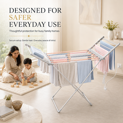 Foldable electric heated clothes drying stand