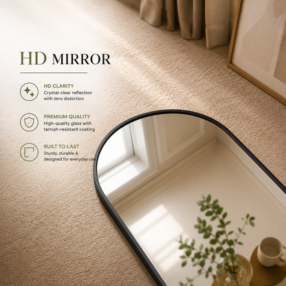 Premium Arched Full Length Floor Mirror HD Dressing Mirror for Bedroom, Living Room & Dressing Area