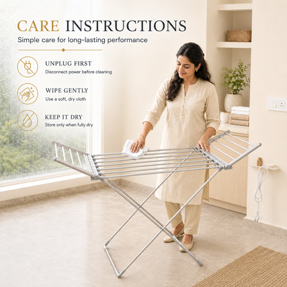 Foldable electric heated clothes drying stand