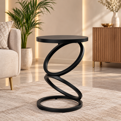 Modern Round Metal Side Table Luxury Accent Table for Living Room, Bedroom & Balcony