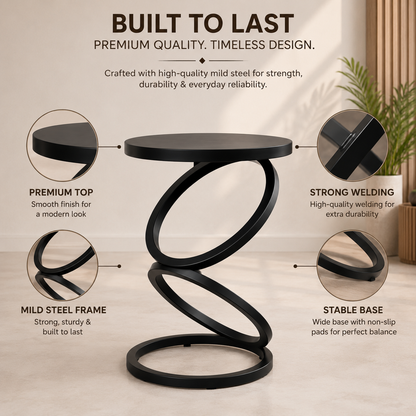 Modern Round Metal Side Table Luxury Accent Table for Living Room, Bedroom & Balcony