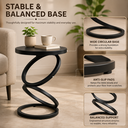 Modern Round Metal Side Table Luxury Accent Table for Living Room, Bedroom & Balcony