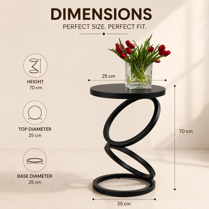 Modern Round Metal Side Table Luxury Accent Table for Living Room, Bedroom & Balcony