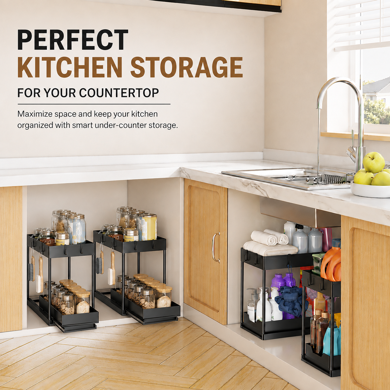 Homeneed 2-Tier Pull-Out Kitchen Organizer