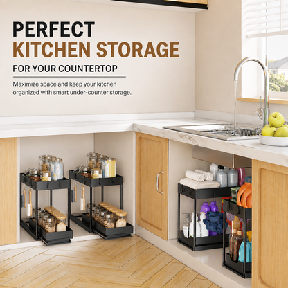 Homeneed 2-Tier Pull-Out Kitchen Organizer