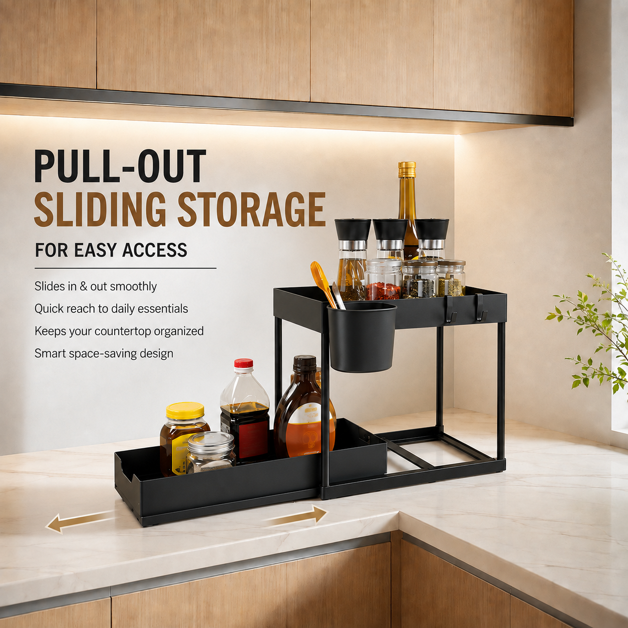 Homeneed 2-Tier Pull-Out Kitchen Organizer