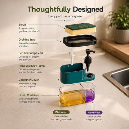 2-in-1 Kitchen Soap Dispenser with Sponge Holder