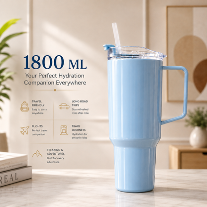 Tumbler With Handle and Straw Road (1800ml)
