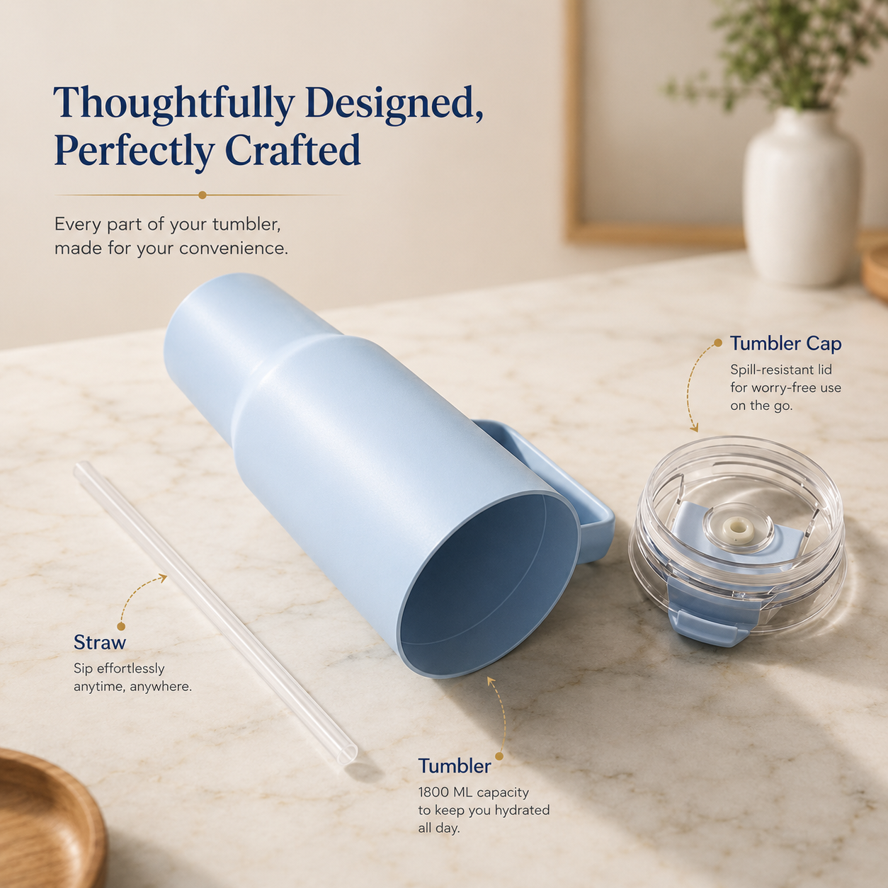 Tumbler With Handle and Straw Road (1800ml)