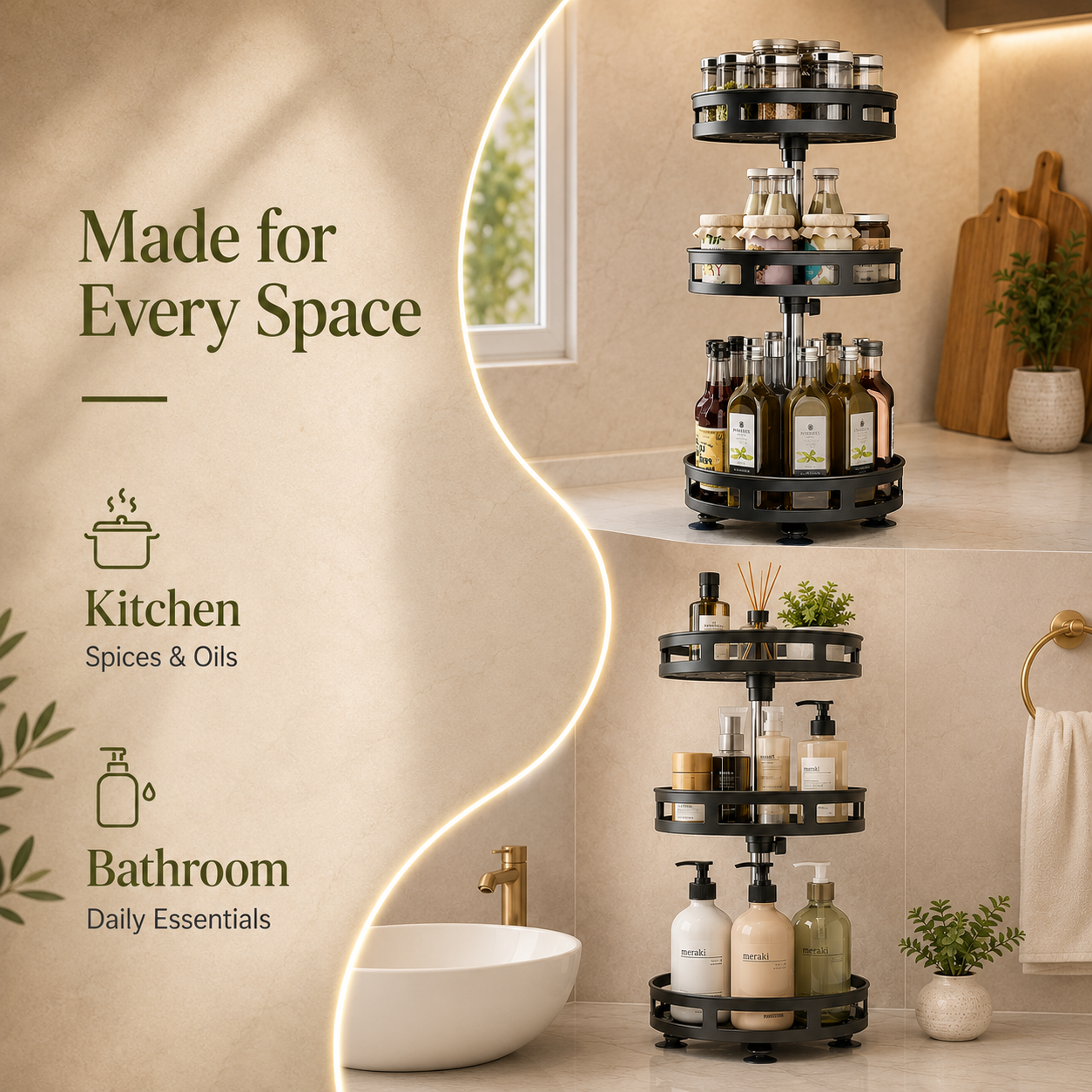 360 Degree Rotating & Adjustable Storage Rack