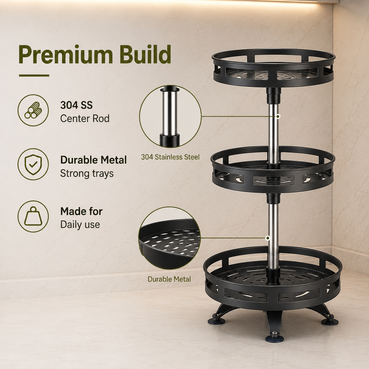 360 Degree Rotating & Adjustable Storage Rack