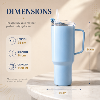 Tumbler With Handle and Straw Road (1800ml)